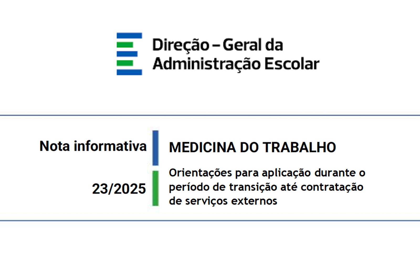 Medicina do Trabalho – Nota Informativa n.º 23/2025 – DGAE – 29 julho 2025